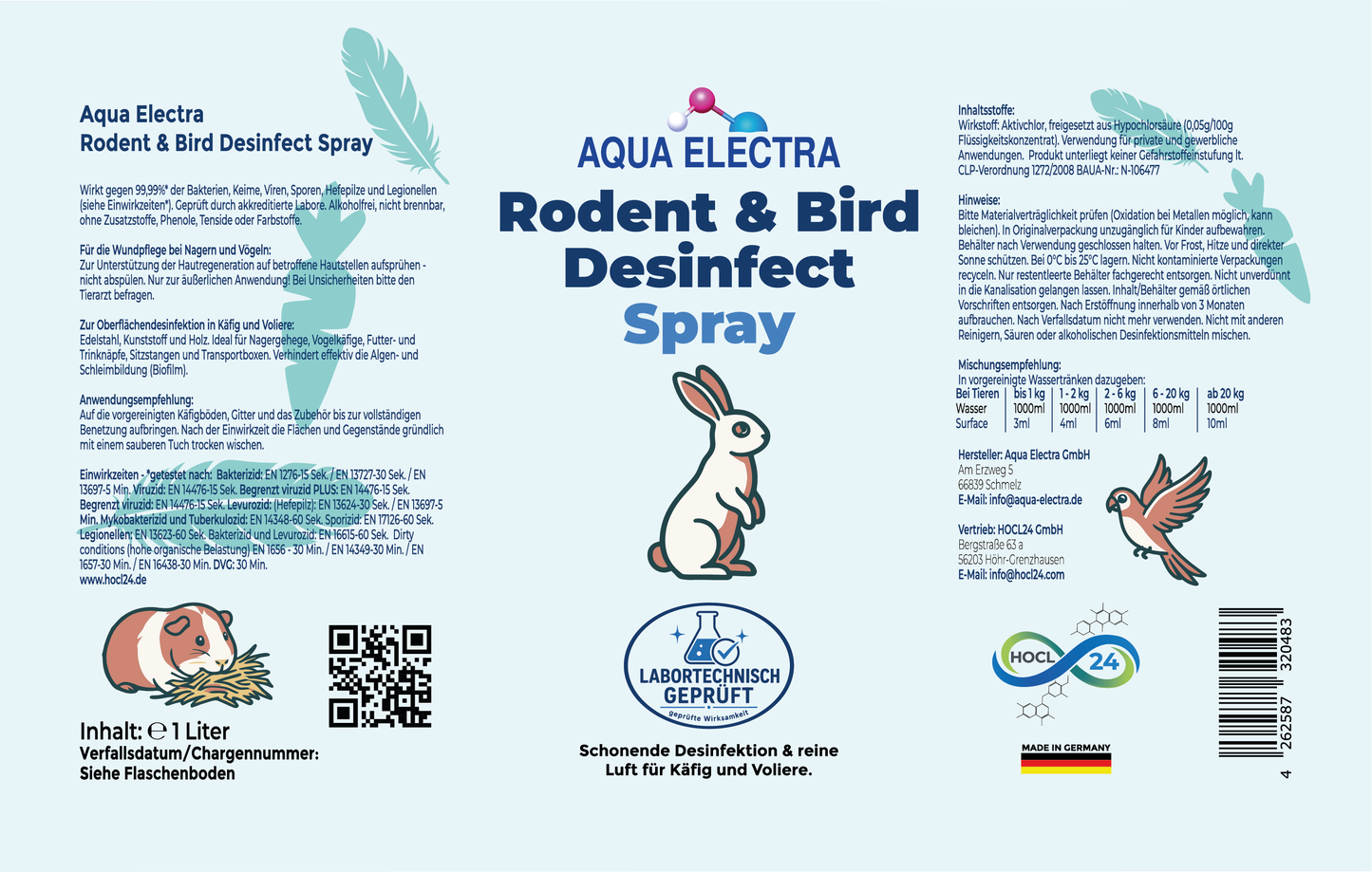 Aqua Electra Rodent & Bird Desinfect Spray 1L Nachfüller