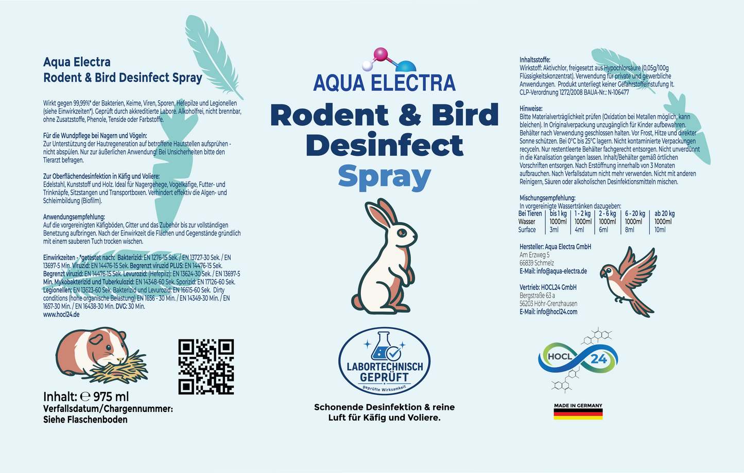 Aqua Electra Rodent & Bird Desinfect Spray 975ml Nachfüller
